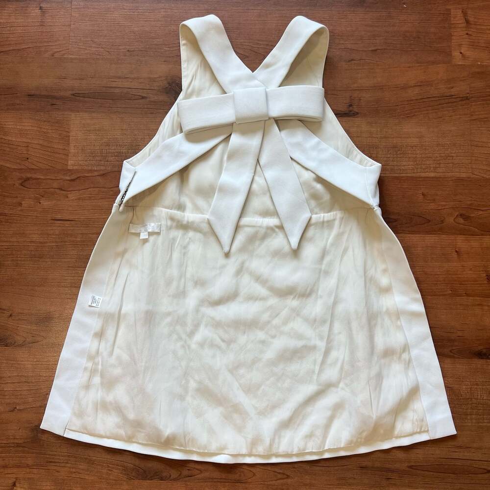 Cushnie et Ochs White Cut-Out Bow Open Back Luxury Silk Lined Top Size 10